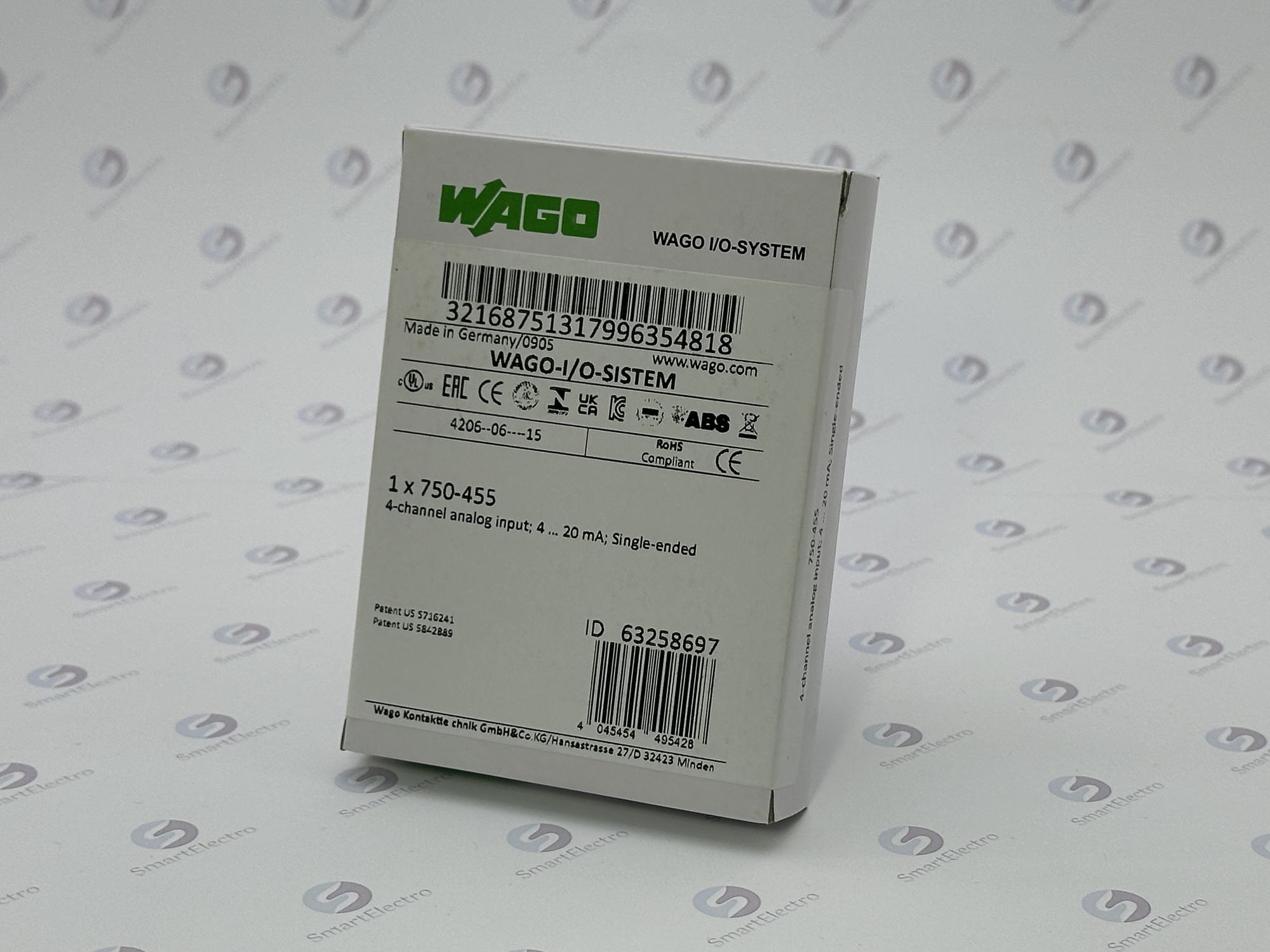 Wago 750-455 (4 аналоговых входа 4-20 мА несимметричный).