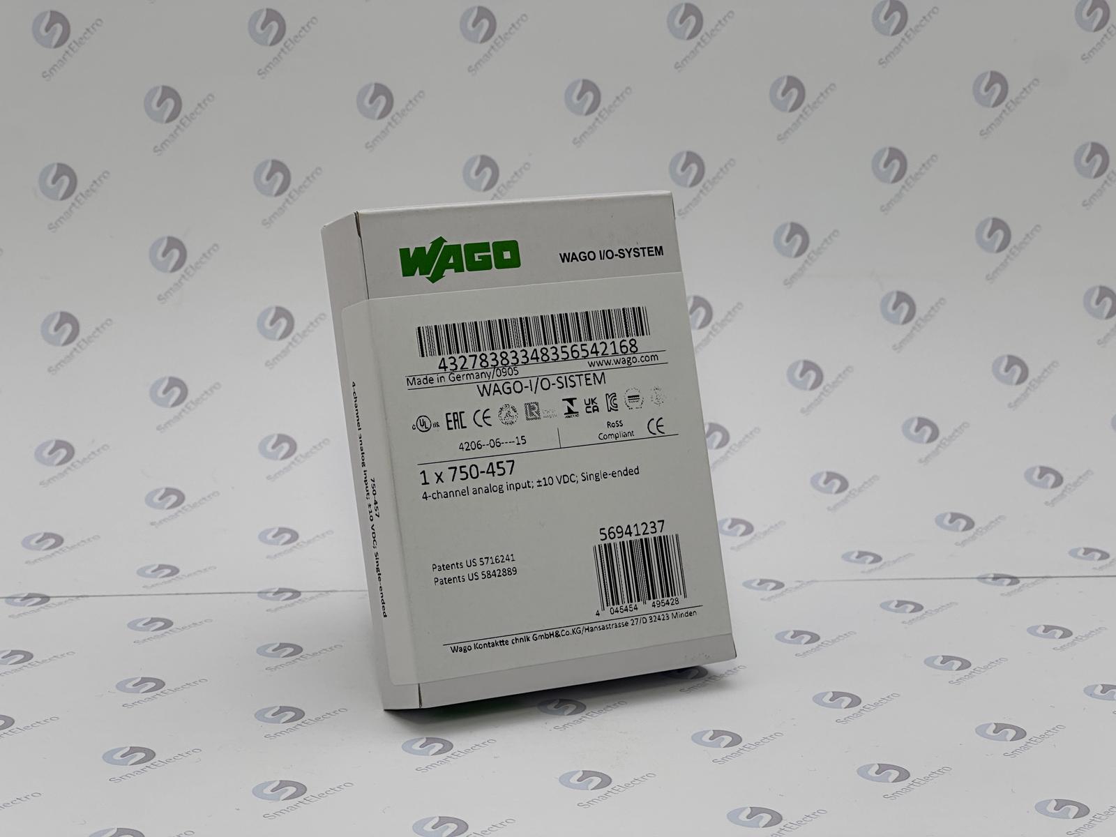 Wago 750-457 (4-кан. модуль аналогового ввода ± 10 В / 0...10 B, с общим проводом)