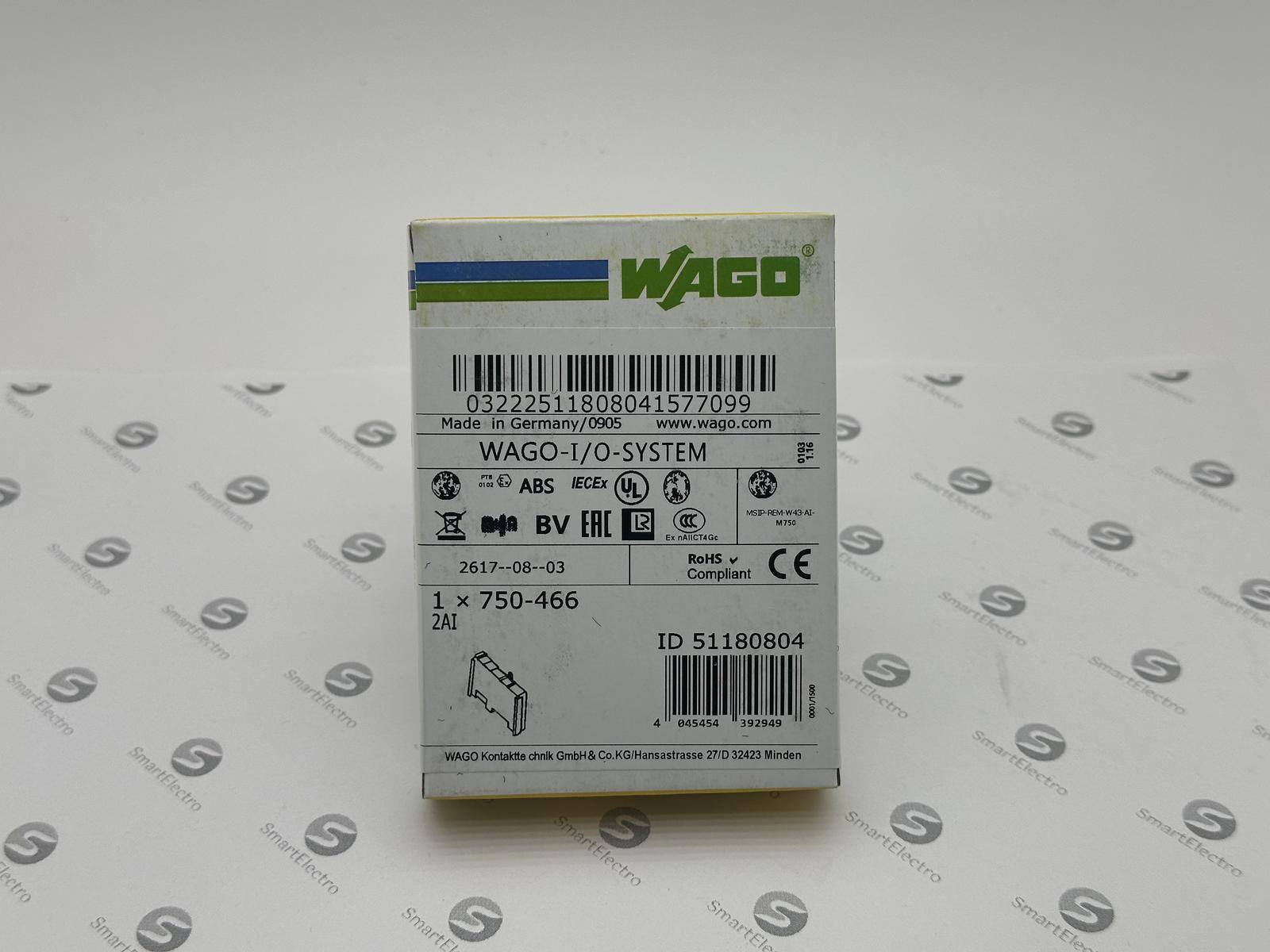 Wago 750-466 (2-канал. модуль аналогового ввода, 4-20-mA, 2-4-wire SE)