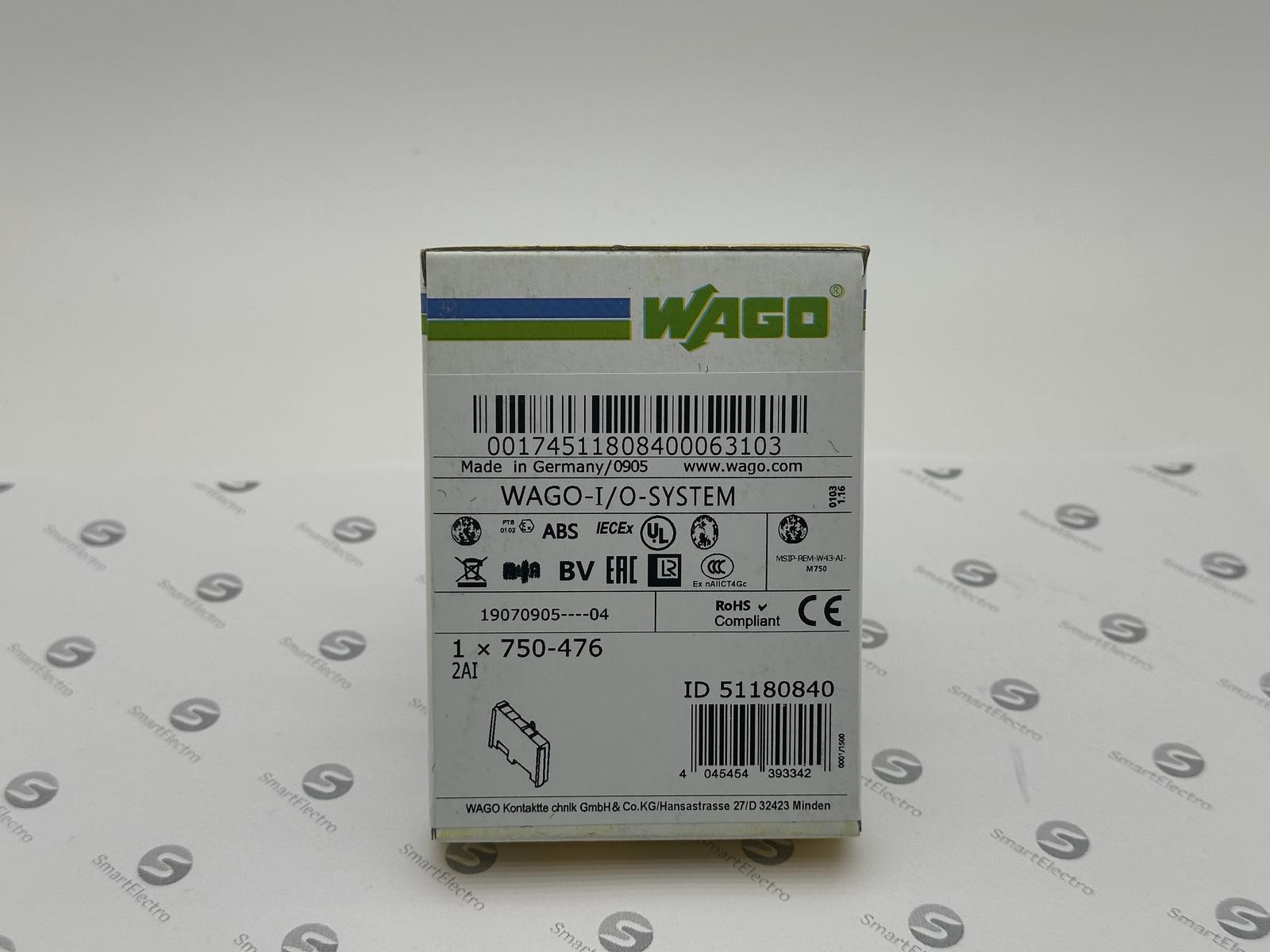 Wago 750-476 (2-кан. модуль аналогового ввода, с общим проводом)