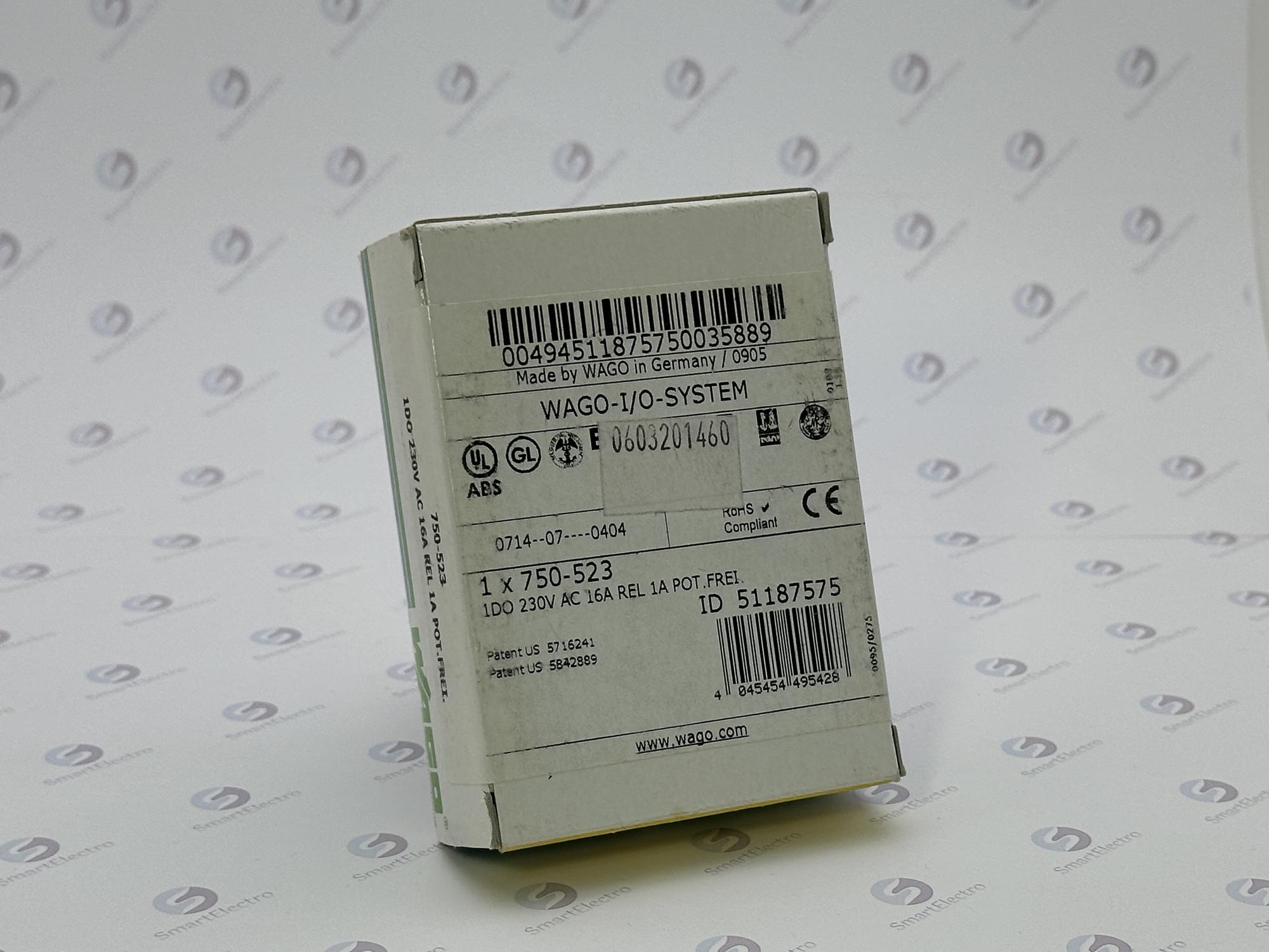 Wago 750-523 (1-кан. модуль изолированного реле, 230V AC/DC, 16А, Pot-free)