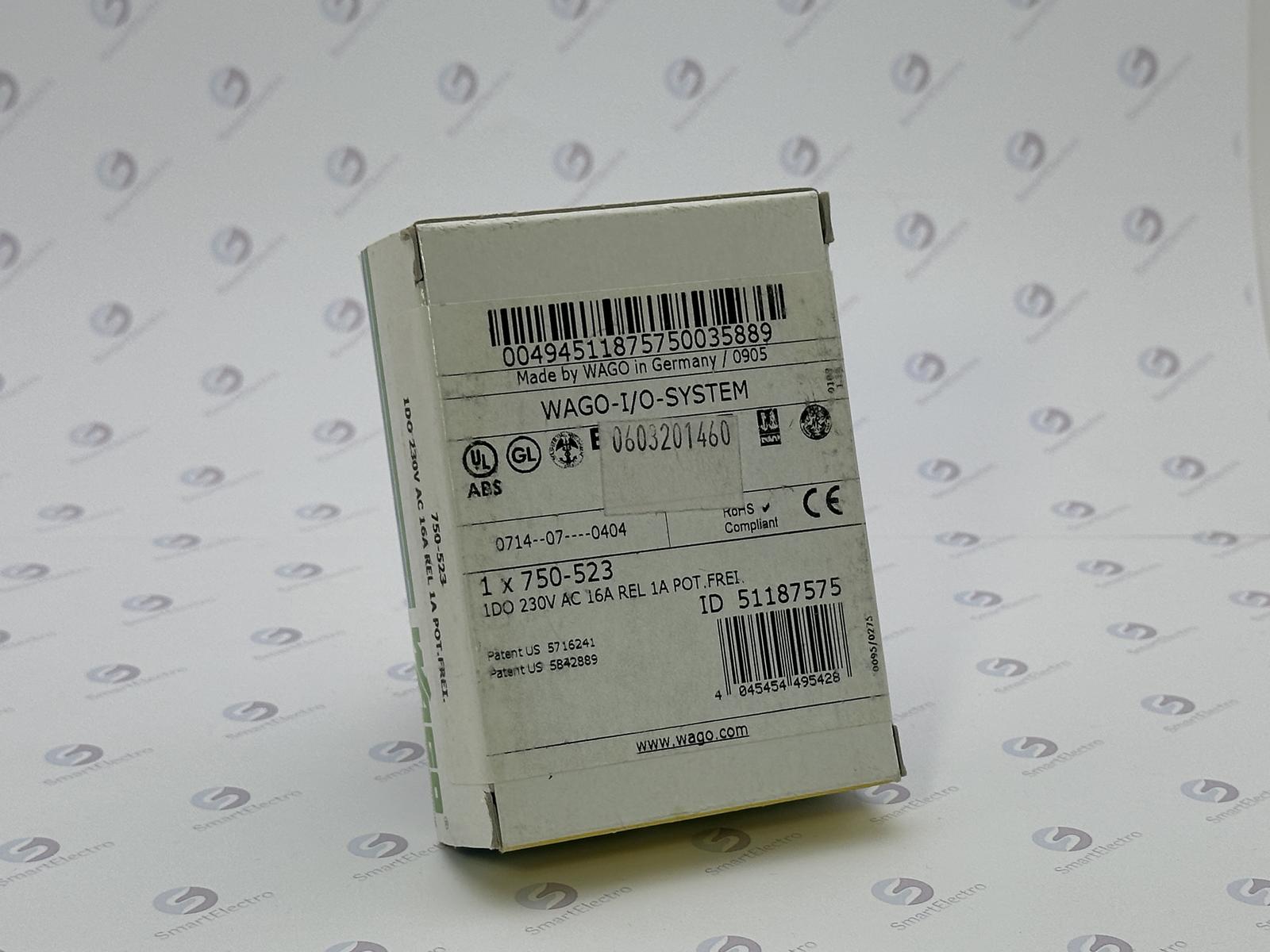 Wago 750-523 (1-кан. модуль изолированного реле, 230V AC/DC, 16А, Pot-free)